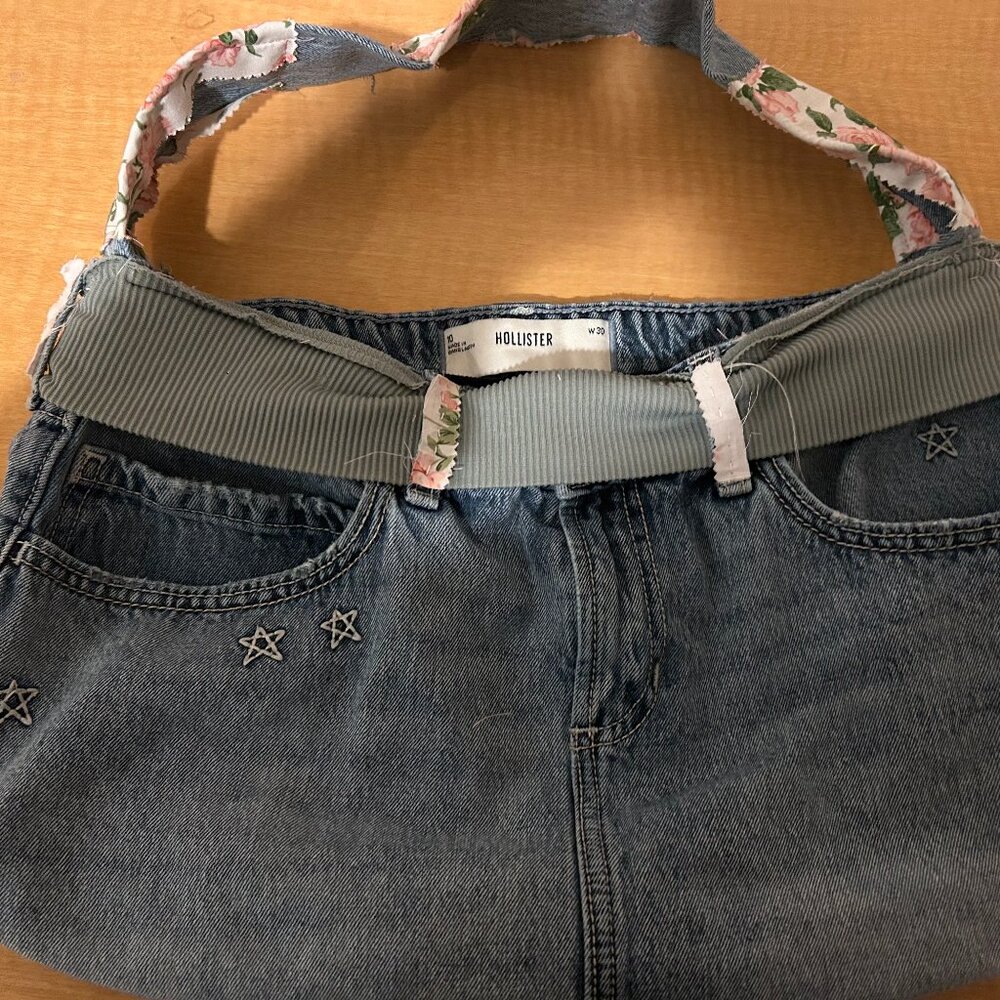 Upcycled floral denim purse
